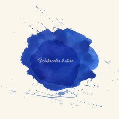 Beautiful watercolor circle design elements. Brush smear, stain watercolor texture.Blue watercolor circle.