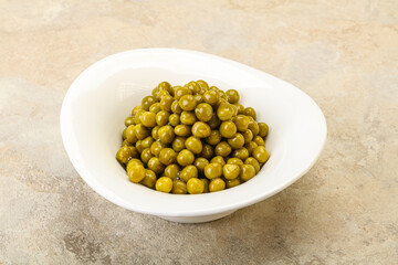 Marinated green pea in the bowl
