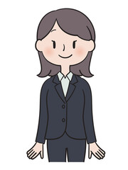 自然に笑うスーツ姿の女性