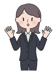 驚くスーツ姿の女性