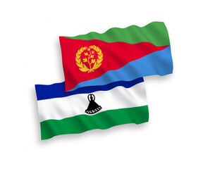 Flags of Eritrea and Lesotho on a white background