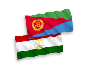 Flags of Eritrea and Tajikistan on a white background