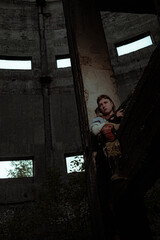 Stalker woman surviving in abandoned places