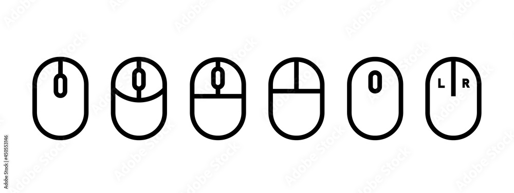 Poster Mouse icon vector set. Computer mouse symbol outline. Editable stroke. Simple design for web and mobile app. Vector