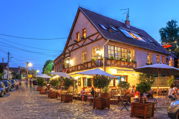Charming cafe restaurant in Gardos, Zemun just outside Belgrade, Serbia - obrazy, fototapety, plakaty