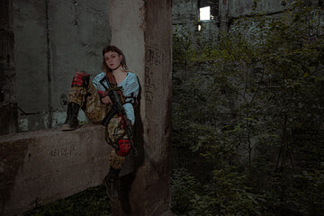 Stalker woman surviving in abandoned places