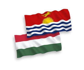 Flags of Republic of Kiribati and Hungary on a white background