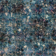 Seamless elegant mixed media pattern in navy, blue, pink, and cream. High quality illustration. Ornate and highly detailed and textured realistic faux collage. Sophisticated intense textile design.