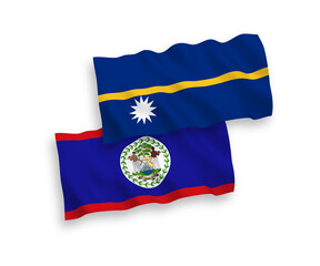 Flags of Republic of Nauru and Belize on a white background