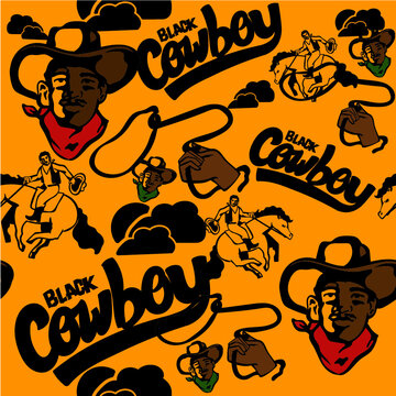 Black cowboys pattern 