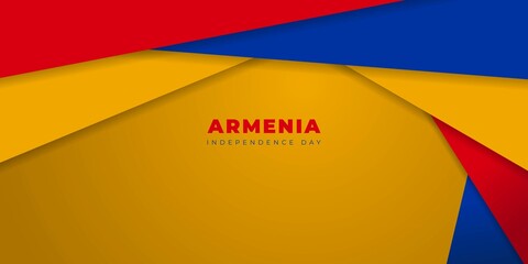 Red, yellow and blue geometric background for Armenia Independence day design