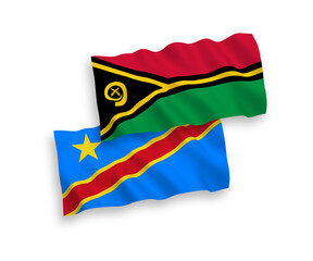 Flags of Republic of Vanuatu and Democratic Republic of the Congo on a white background