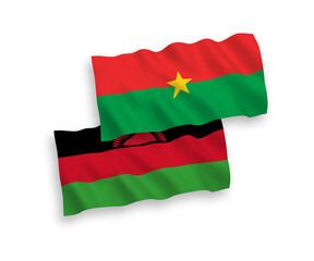 Flags of Burkina Faso and Malawi on a white background