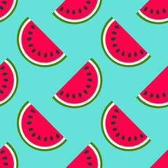 Watermelon fruits slices seamless pattern. Vector illustration.