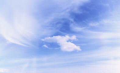 Blue sky with white cloud. Copy space.