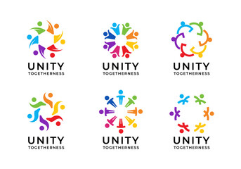 Unity people, togetherness, leadership, teamwork business logo design collection