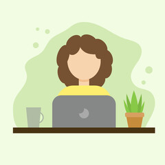 working girl at the computer