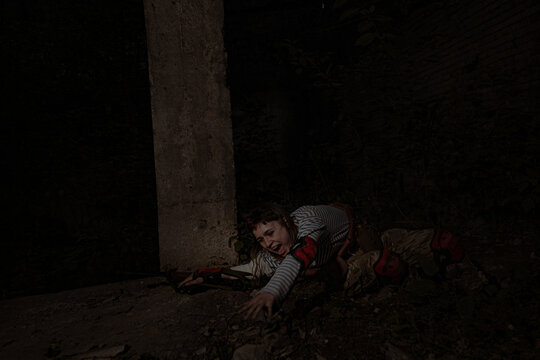 Stalker woman surviving in abandoned places