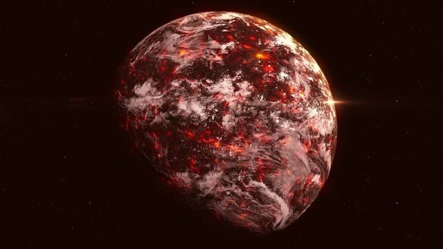 Apocalyptic Earth - Space view. A complete rotation of the planet - loop