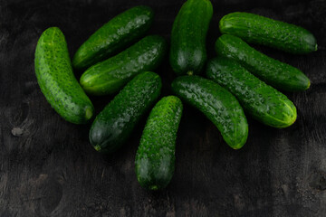 Mature fresh cucumbers