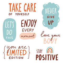Motivational quotes with doodles and lettering