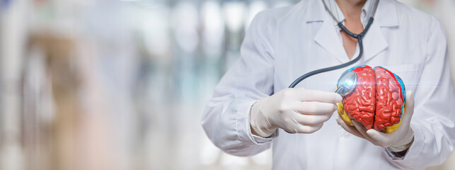 Concept of diagnosis and treatment of the patient brain.