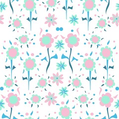 Pastel Pink Repeating Vector Floral Pattern