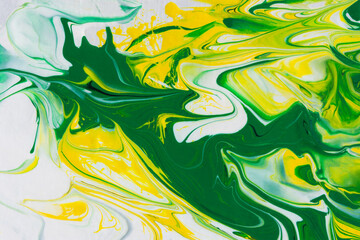 Green white black fluid art. Abstract acrylic painting background. Modern marble texture. The concept of natural texture, creative wave. Fashion art, mockup for booklets, covers, notebooks, banners