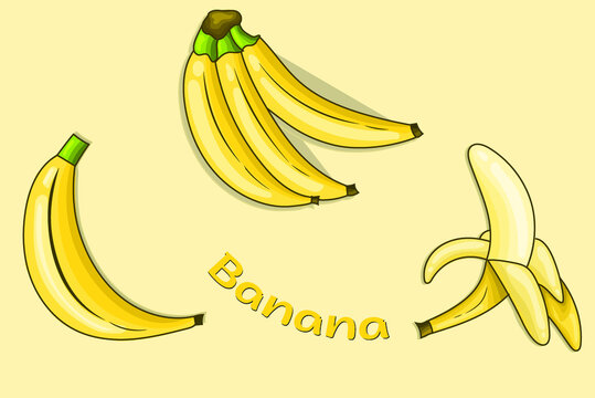 Set of banana illustration with cartoon style for graphic element resources