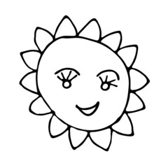 Doodle sun. A hand-drawn drawing of the sun.