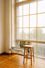 interior of a room with a window