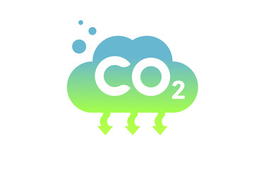 Carbon Dioxide CO2 emissions icon with blue and green gradient cloud concept on white background. Vector Illustration.