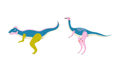 Dinosaur as Prehistoric Creature and Jurassic Predator Vector Set