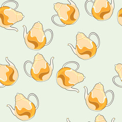 seamless pattern with cute teapots