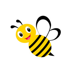 Bee icon isolated on white background. Honey bee insect. Flat style vector illustration.