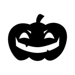 Halloween pumpkin flat clipart, vector stock illustration. Hand drawn black silhouete for decor