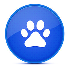 Dog or cat paw print aesthetic glossy blue round button abstract