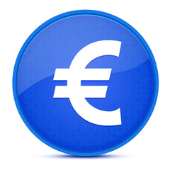 Euro sign aesthetic glossy blue round button abstract