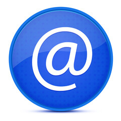 Email address aesthetic glossy blue round button abstract