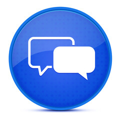 Testimonials aesthetic glossy blue round button abstract