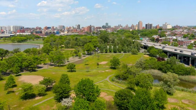 Aerial View of an Open Field at Flushing Meadows - Corona Park