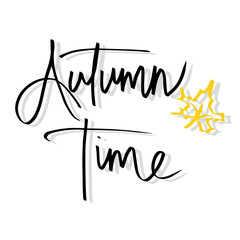 vector autumn leaf with lettering autumn time background