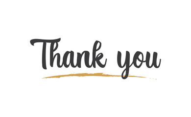 Thank you lettering. Handwritten style calligraphy. Hand drawn vector illustration. Thanks.
