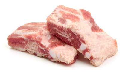 Raw pork ribs, isolated on white background. High resolution image.
