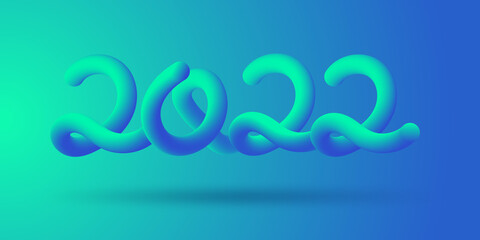 2022 3d lettering number. Happy new year greeting background