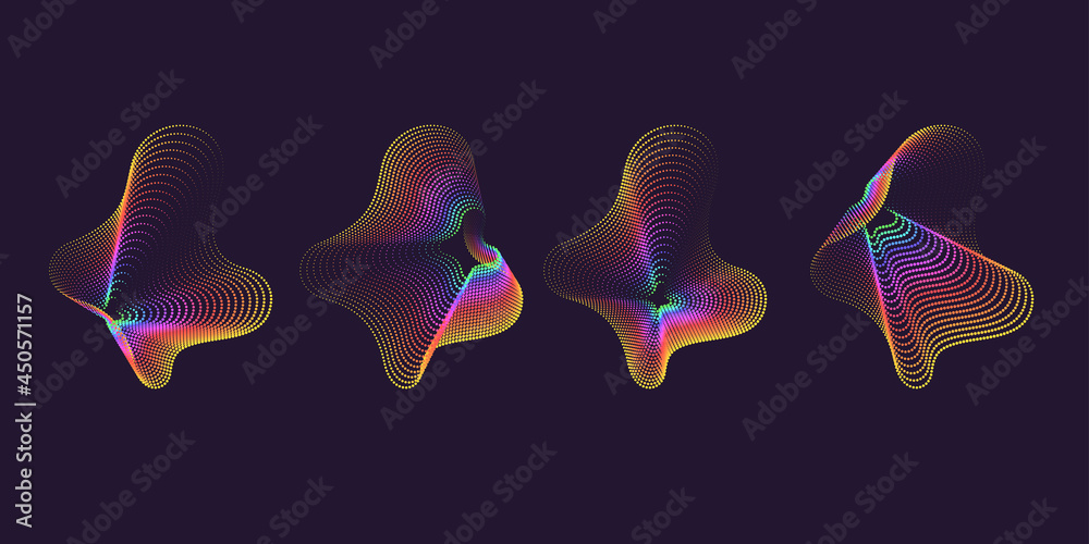 Poster vector abstract background with dynamic waves, line and particles.