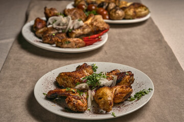 Fried chicken breasts with spices