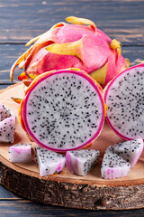 Pitaya, also known as dragon fruit. Originally from Mexico and Central American countries. Copy space