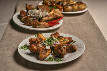 Fried chicken breasts with spices