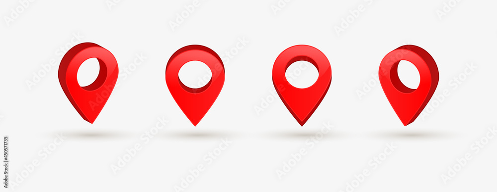 Aufkleber Isometric red map pointers icons - place location and destination symbols - Pin marke map 3d icon - 3D location pointer